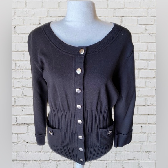 ⭐️3 for$20 R•Q•T size L Black Jacket/Cardigan dress sweater NWT - Picture 3 of 9